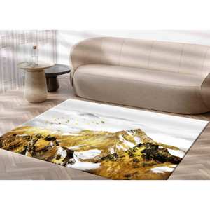 พรมพิมพ์ลายภูเขาทอง - พรมลายวิวทิวทัศน์สมัยใหม่ ทำความสะอาดง่าย พรมกำมะหยี่ - Product Image 4