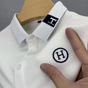 Polo de marca de alta calidad para hombre, camiseta con logotipo personalizado bordado, cuello de contraste sólido, polos de manga corta para hombre - Product Image 6