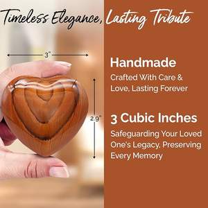 Urna de Cremación de Madera Metálica con Forma de Corazón para Cenizas Humanas, Diseño Conmemorativo, Contenedor de Cenizas Funerarias, Recuerdo - Product Image 4