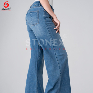 Jeans de mujer Skinny Flared Color sólido Jeans de cintura baja Denim Stretch Bottom Straight Flare Pants Pantalones - Product Image 3