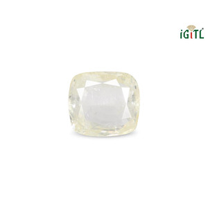 พลอยแซฟไฟร์สีเหลืองธรรมชาติ 10.17 กะรัต (พุทธราช) ทรงเหลี่ยมมรกต  พร้อมพลอยเพอริดอทสีอเล็กซานไดรต์และอะความารีน - Product Image 1
