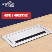 Enchufe de Corriente Retráctil para Escritorio SEVILO UK con 3 Tomas y 2 Puertos USB, Caja de Conexión Oculta de Aleación de Aluminio
