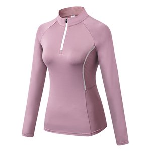 Sweat à capuche pour femme, col montant, fermeture éclair 1/2, manches longues avec trous pour les pouces, tissu tricoté écologique, tailles et couleurs personnalisables - Product Image 1