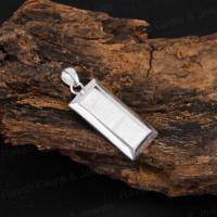 Hochwertiger 925er Silber Rechteckiger Collet Cup Charm Rohling Halbmontierter Anhänger Fassung 12x25mm für Asche- und Harzschmuck