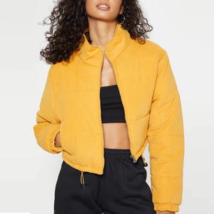 2025 colección caliente nuevo diseño Casual mujer Puffer chaqueta de invierno 100% poliéster acolchado Crop algodón relleno bordado - Product Image 6