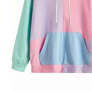 <b>Women</b> Solid Pullover Hoodie Factory High Quality Long Sleeve Oversized Sports Casual Winter Colorblock <b>Pattern</b> Hoodie 2025 - Product Image 4