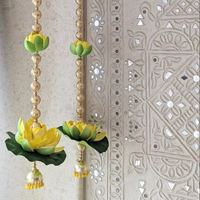 Manik-manik Lotus busa gantung Ganesh Puja Dekorasi Pernikahan India Garland Holi Diwali bunga kursi String rumah hangat panggung latar belakang
