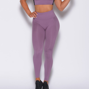 Vente en gros leggings violets à taille arrachée leggings d'entraînement de tous les jours taille haute et vêtements de sport leggings de gymnastique à la mode pour les femmes - Product Image 1