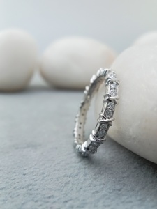 FINE JEWELRY <b>INFINITY</b> CURVE SHAPE Cut VVS MOISSANITE Lab Diamond Engagement Anniversary Wedding Full Eternity Band 925 Sterling - Product Image 3