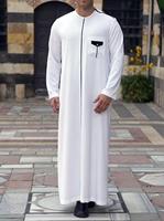 Thobe émirati de luxe noir, Kandura traditionnelle, vêtement arabe élégant, Jubba pour homme, doux et respirant, tenue islamique moderne