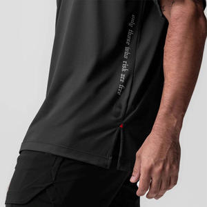 Men Oversized Dark Grey T-Shirt Loose Fit Short Sleeve Cotton Casual Streetwear Relaxed Top Gym Tee Custom Logo Available - Product Image 4