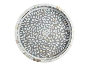 ถาดฝังกระดูกไม้ทรงกลมดีไซน์เนอร์สีเทาสำหรับตกแต่งบ้านและให้เป็นของขวัญจากอินเดีย - Product Image 4