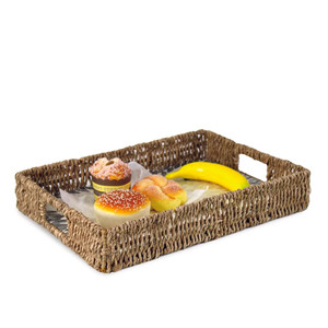 Bandeja rectangular de mimbre con incrustaciones de perlas para el hogar, bandeja de mimbre decorativa hecha a mano con nuevo diseño para el Ramadán Eid 2023 - Product Image 4