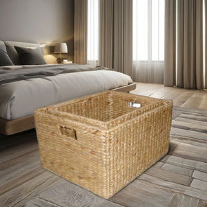 ตะกร้าหวายน้ำไฮยาซินธ์ทอมือ ราคาประหยัด สไตล์วินเทจ อเนกประสงค์ พร้อมหูจับสะดวกสบาย เหมาะสำหรับห้องนอน ห้องนั่งเล่น ห้องน้ำ - Product Image 1