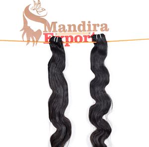 100% paquets naturels de vague de corps vierge noire non traitée Machine Double trame extensions de cheveux humains de temple indien - Product Image 5