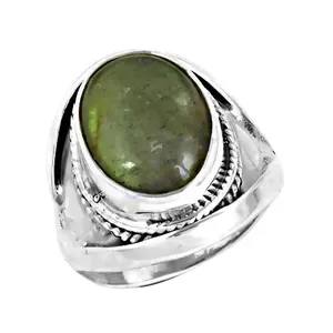Women's 925 Silver <b>Statement</b> <b>Ring</b> with Green Gemstone Elegant Jewelry Accessory - Product Image 2