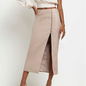 High Quality Customized Women's Casual Genuine Leather Workout <b>Skirt</b> Breathable Mini Spring <b>Summer</b> Knitted Natural Solid Pattern - Product Image 4