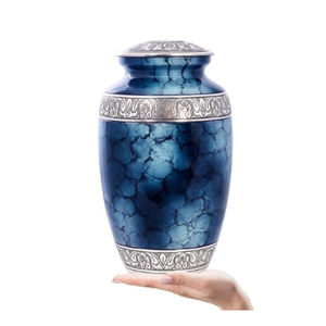 ขี้เถ้าโลหะที่ใช้ในงานศพโกศสำหรับเก็บรักษาความทรงจำสีฟ้าออกแบบหินอ่อนด้วยเงินในราคาที่ดีที่สุด - Product Image 2