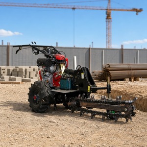 Farm Use <b>Walking</b> Chain Trencher <b>Machine</b> 12‑15HP Diesel Engine Mini Ditcher For Garden Cable Trench Work - Product Image 5