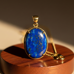 Vêtements quotidiens 925 Sterling Silver Dainty Chain Bohème Naturel Lapis Lazuli Forme Ovale Pendentif Guérison Cristal Mode Pendentifs - Product Image 1