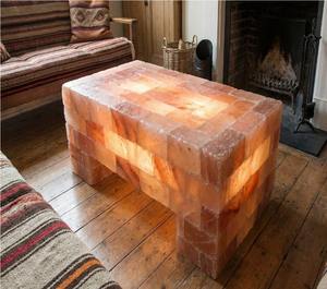 Mesa de Centro de Sal Rosa del Himalaya Iluminada de Lujo, Ionizador Natural, Mueble de Bienestar para Spa en Casa - Product Image 4