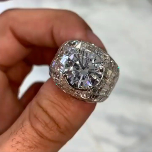 925 Sterling Silver Men's <b>Ring</b> High Quality VVS Moissanite Bezel Setting <b>Pop</b> Hip Hop Style RB GEMS GVFTHG IGI Certified Weddings - Product Image 3