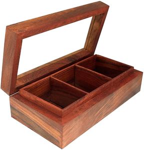 Tapa acrílica Bandeja para servir dulces de nueces de madera Plato de aperitivo para fiestas con divisores extraíbles para plato de verduras y herramientas para hierbas y especias - Product Image 3