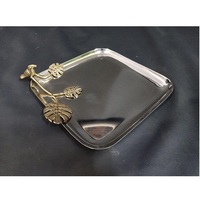 Plat de service en métal de luxe moderne, écologique et haut de gamme, motif feuille antique, pour présentation décorative de desserts sucrés – Nouveauté 2026, Vente Flash