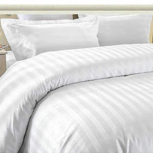 Manufacturer 4pcs Stripes Duvet Cover Bedding Set Custom <b>Flat</b>/<b>Fitted</b> <b>Sheet</b> Queen Size White Polyester Home Hotel & Hospital Use - Product Image 6