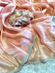 Nouvelle Collection Multicolore Riche et Chic Blouse Saree Diamant et Moti Travail avec Chinon Tissu Indien & Pakistanais Vêtements - Product Image 5