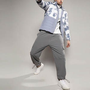 Factory Outlet Trendy Men's Bubble <b>Jacket</b> Long Sleeve Hooded Collar <b>Waterproof</b> Canvas Puffer with Front Logo <b>Thin</b> Coated Process - Product Image 1