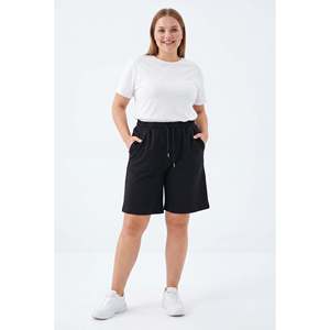 Shorts en coton grande taille noirs - Product Image 4