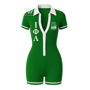 ชุดจั๊มสูทสุดน่ารักปักลายสไตล์กรีก iota phi Lambda ชุดเอี๊ยมแบบลำลอง - Product Image 1