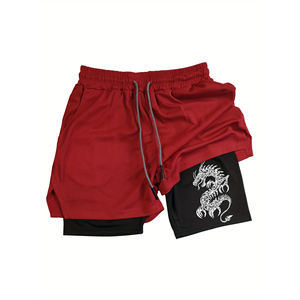 Short de sport écologique à double couche pour homme avec motif de dragon Tissu respirant et doux - Product Image 1
