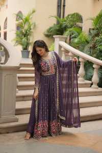 <b>Purple</b> Color Indian Pakistani Indian Sharara <b>Suit</b> Design Wedding Kurti Sharara Dupatta, Kameez Party Wear Dresses Gown Kurti - Product Image 2