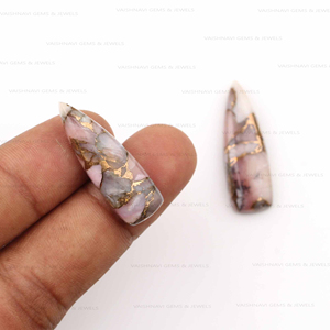 เครื่องประดับทองแดงโอปอลสีชมพูธรรมชาติอันไว้ใจได้ยาว10X30มม. ล้านล้านล้านแบนหลังแบนปรับเทียบอัญมณีหลวมสำหรับการทำเครื่องประดับ - Product Image 6