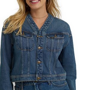 Women's Quilted Knitted 100% Cotton Denim <b>Cardigan</b> Jacket Reversible Breathable Eco-Friendly Woven Spring/Autumn Solid Pattern - Product Image 4