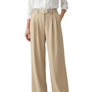 Pantalons larges pour femmes à taille haute, sur mesure, vente en gros, coupe ample, tissu fluide et doux, vêtements de bureau, production en usine OEM - Product Image 3