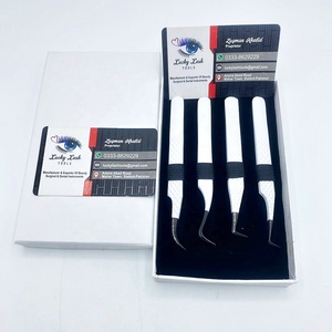 Pinzas de extensión de pestañas de acero inoxidable de alta calidad, etiqueta personalizada, Punta Negra, pinzas de punta de fibra de Color blanco, pestañas postizas - Product Image 6