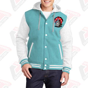 Men's Stylish Warm Customized Varsity Jacket Hood 100% Cotton Fleece Embroidered Digital Printing Stonewashed Plain Dyed Winter - Product Image 1