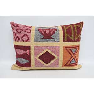 <b>Red</b> Vintage Floral Wool Pillow 20x28 Inches Geometric Design with Portable Features for <b>Bedding</b> - Product Image 1