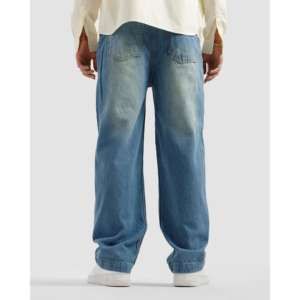 กางเกงยีนส์ทรงตรงสไตล์วินเทจ Y2K แบบ Stonewashed ตกแต่งด้วยลายปะติดปะต่อสไตล์ฮิปฮอป ปักลาย ดีไซน์แบบ Multi-Washed ทรงหลวมสำหรับฤดูหนาว - Product Image 4