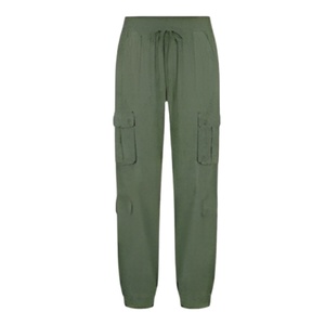 Pantalones de Trabajo Casuales de Negocios para Mujer, de Lona Transpirable de Secado Rápido, con Cierre de Cordón, Lisos, 100% Algodón, Cintura Media - Product Image 1