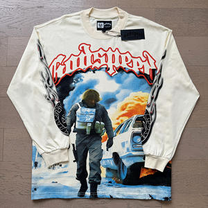 Camiseta de Manga Larga Unisex de Algodón de Alta Calidad, Estilo Casual, Holgada, Transpirable, con Estampado de Punto, para Parejas, Otoño - Product Image 4