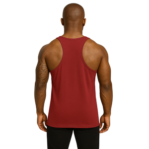 Mens Maroon White Bodybuilding Stringer Tank Top <b>Muscle</b> <b>Fit</b> Sleeveless Gym <b>Vest</b> Workout Fitness Training Apparel - Product Image 2