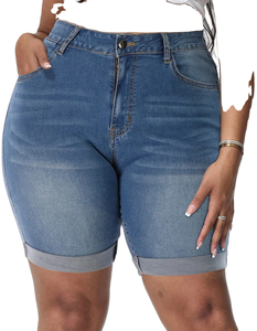 Pantalones cortos de mezclilla de talla grande Pantalones cortos de mezclilla rasgados de cintura alta para mujer Estilo personalizado Moda OEM Transpirable Precio barato Personalización - Product Image 6