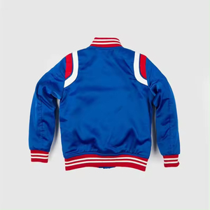 Chaqueta Varsity Personalizada con Cuello Alto de Seda y Satén para Hombre, Cierre de Cremallera, Logotipo Bordado, Color Personalizado, Nueva Chaqueta de Invierno - Product Image 2