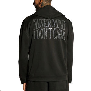 Ropa de calle de piedra del Rin con transferencia de felpa francesa gruesa personalizada para hombre con logotipo personalizado sudaderas con capucha de diamantes de imitación para hombre - Product Image 6