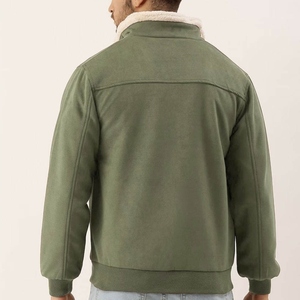 Veste d'hiver décontractée intelligente en cuir suédé beige pour hommes, offrant une texture lisse, une coupe polyvalente et une chaleur douce pour les journées d'automne croquantes - Product Image 6