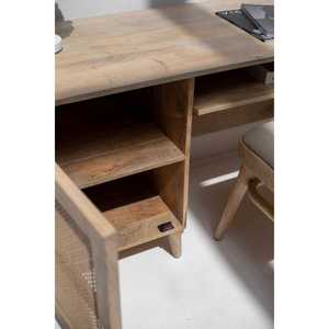 Bureau en bois porte rotin Austin - Product Image 4